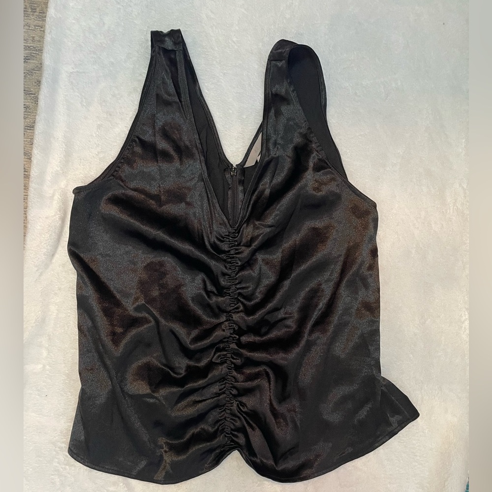 Y2K H&M Black Satin Ruched Camisole Top